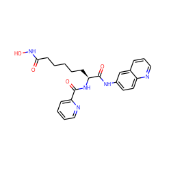 O=C(CCCCC[C@H](NC(=O)c1ccccn1)C(=O)Nc1ccc2ncccc2c1)NO ZINC000028898967