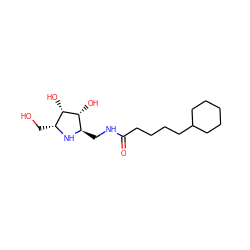 O=C(CCCCC1CCCCC1)NC[C@H]1N[C@H](CO)[C@H](O)[C@@H]1O ZINC001772600347