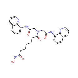 O=C(CCCCCC(=O)N(CC(=O)Nc1cccc2cccnc12)CC(=O)Nc1cccc2cccnc12)NO ZINC000029133325