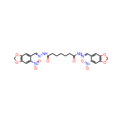 O=C(CCCCCC(=O)N/N=C/c1cc2c(cc1[N+](=O)[O-])OCO2)N/N=C/c1cc2c(cc1[N+](=O)[O-])OCO2 ZINC000008399508