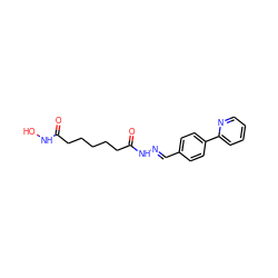 O=C(CCCCCC(=O)N/N=C/c1ccc(-c2ccccn2)cc1)NO ZINC000209735339