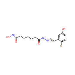 O=C(CCCCCC(=O)NN/C=C/c1cc(O)ccc1Br)NO ZINC000045506355