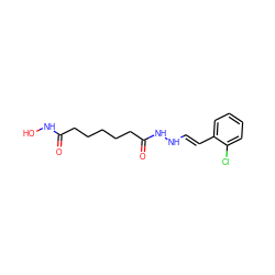 O=C(CCCCCC(=O)NN/C=C/c1ccccc1Cl)NO ZINC000040951907