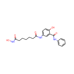 O=C(CCCCCC(=O)Nc1ccc(O)c(C(=O)Nc2ccccc2)c1)NO ZINC000084757538