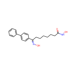 O=C(CCCCCC/C(=N\O)c1ccc(-c2ccccc2)cc1)NO ZINC000013474412