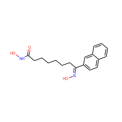 O=C(CCCCCC/C(=N\O)c1ccc2ccccc2c1)NO ZINC000013474411