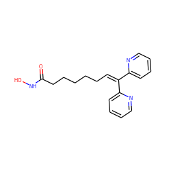 O=C(CCCCCC=C(c1ccccn1)c1ccccn1)NO ZINC000141430488