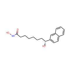 O=C(CCCCCC[C@@H](O)c1ccc2ccccc2c1)NO ZINC000013474420