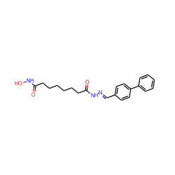 O=C(CCCCCCC(=O)N/N=C/c1ccc(-c2ccccc2)cc1)NO ZINC000209731778