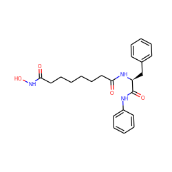 O=C(CCCCCCC(=O)N[C@@H](Cc1ccccc1)C(=O)Nc1ccccc1)NO ZINC000013475066