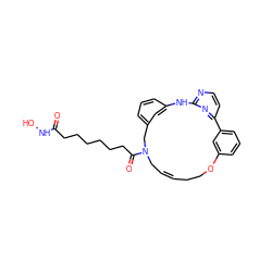 O=C(CCCCCCC(=O)N1C/C=C/CCOc2cccc(c2)-c2ccnc(n2)Nc2cccc(c2)C1)NO ZINC000299859803