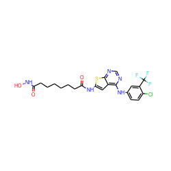 O=C(CCCCCCC(=O)Nc1cc2c(Nc3ccc(Cl)c(C(F)(F)F)c3)ncnc2s1)NO ZINC000299819842