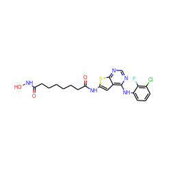 O=C(CCCCCCC(=O)Nc1cc2c(Nc3cccc(Cl)c3F)ncnc2s1)NO ZINC000299827826