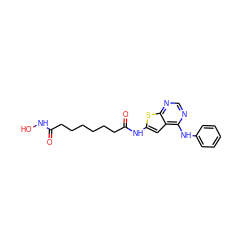 O=C(CCCCCCC(=O)Nc1cc2c(Nc3ccccc3)ncnc2s1)NO ZINC000299824030