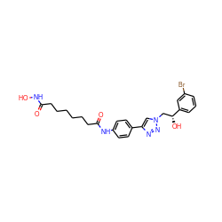 O=C(CCCCCCC(=O)Nc1ccc(-c2cn(C[C@@H](O)c3cccc(Br)c3)nn2)cc1)NO ZINC000029069646