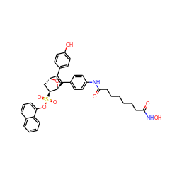 O=C(CCCCCCC(=O)Nc1ccc(C2=C(c3ccc(O)cc3)[C@H]3C[C@H](S(=O)(=O)Oc4cccc5ccccc45)[C@H]2O3)cc1)NO ZINC000473109109