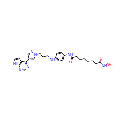 O=C(CCCCCCC(=O)Nc1ccc(NCCCn2cc(-c3ncnc4[nH]ccc34)cn2)cc1)NO ZINC001772578065