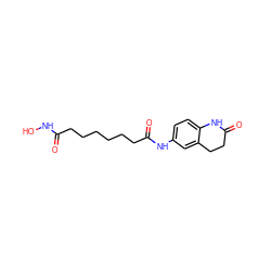 O=C(CCCCCCC(=O)Nc1ccc2c(c1)CCC(=O)N2)NO ZINC000222875508