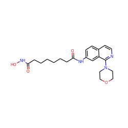 O=C(CCCCCCC(=O)Nc1ccc2ccnc(N3CCOCC3)c2c1)NO ZINC000473097961