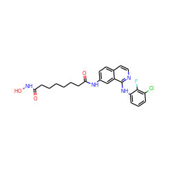 O=C(CCCCCCC(=O)Nc1ccc2ccnc(Nc3cccc(Cl)c3F)c2c1)NO ZINC000473102942