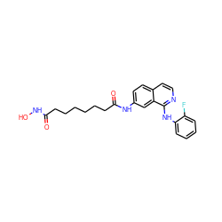 O=C(CCCCCCC(=O)Nc1ccc2ccnc(Nc3ccccc3F)c2c1)NO ZINC000473086062