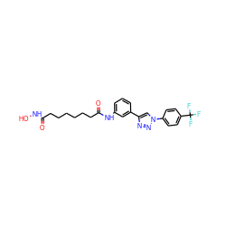 O=C(CCCCCCC(=O)Nc1cccc(-c2cn(-c3ccc(C(F)(F)F)cc3)nn2)c1)NO ZINC000049110842