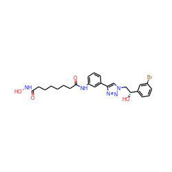 O=C(CCCCCCC(=O)Nc1cccc(-c2cn(C[C@@H](O)c3cccc(Br)c3)nn2)c1)NO ZINC000029069759