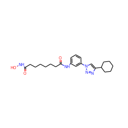 O=C(CCCCCCC(=O)Nc1cccc(-n2cc(C3CCCCC3)nn2)c1)NO ZINC000049070720