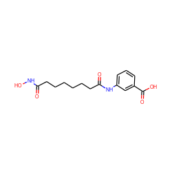 O=C(CCCCCCC(=O)Nc1cccc(C(=O)O)c1)NO ZINC000198526617