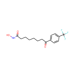 O=C(CCCCCCC(=O)c1ccc(C(F)(F)F)cc1)NO ZINC000013474407