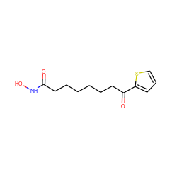 O=C(CCCCCCC(=O)c1cccs1)NO ZINC000013474404