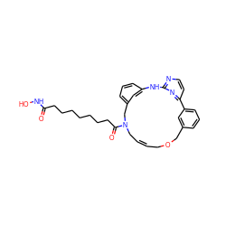 O=C(CCCCCCCC(=O)N1C/C=C/COCc2cccc(c2)-c2ccnc(n2)Nc2cccc(c2)C1)NO ZINC000299868031