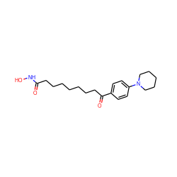 O=C(CCCCCCCC(=O)c1ccc(N2CCCCC2)cc1)NO ZINC000103208275