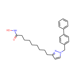 O=C(CCCCCCCCc1ccn(Cc2ccc(-c3ccccc3)cc2)n1)NO ZINC000205803554