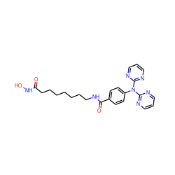 O=C(CCCCCCCNC(=O)c1ccc(N(c2ncccn2)c2ncccn2)cc1)NO ZINC000118352260