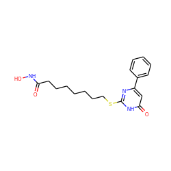 O=C(CCCCCCCSc1nc(-c2ccccc2)cc(=O)[nH]1)NO ZINC000035050429