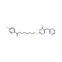 O=C(CCCCCCCSc1ncc(Cc2cnccn2)c(=O)[nH]1)c1ccc(Cl)cc1 ZINC000027316550