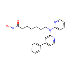 O=C(CCCCCCN(c1ccccn1)c1cc(-c2ccccc2)ccn1)NO ZINC000141431057