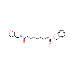 O=C(CCCCCCNC(=O)N1Cc2ccccc2C1)NC[C@H]1CCOC1 ZINC000167076580