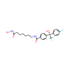 O=C(CCCCCCNC(=O)c1ccc([C@@](O)(c2ccc(F)cc2)C(F)(F)F)cc1)NO ZINC000118136996