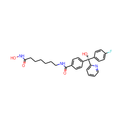 O=C(CCCCCCNC(=O)c1ccc([C@@](O)(c2ccc(F)cc2)c2ccccn2)cc1)NO ZINC000118350093