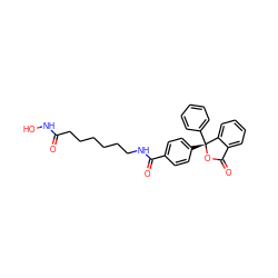 O=C(CCCCCCNC(=O)c1ccc([C@]2(c3ccccc3)OC(=O)c3ccccc32)cc1)NO ZINC000118555222