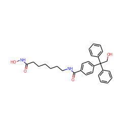 O=C(CCCCCCNC(=O)c1ccc(C(CO)(c2ccccc2)c2ccccc2)cc1)NO ZINC000169699039