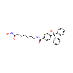 O=C(CCCCCCNC(=O)c1ccc(C(O)(c2ccccc2)c2ccccc2)cc1)NO ZINC000114799582