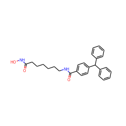 O=C(CCCCCCNC(=O)c1ccc(C(c2ccccc2)c2ccccc2)cc1)NO ZINC000118356205