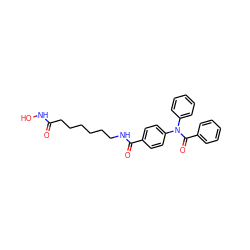 O=C(CCCCCCNC(=O)c1ccc(N(C(=O)c2ccccc2)c2ccccc2)cc1)NO ZINC000072315902