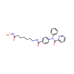 O=C(CCCCCCNC(=O)c1ccc(N(C(=O)c2ccccn2)c2ccccc2)cc1)NO ZINC000118363394