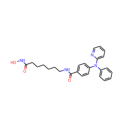 O=C(CCCCCCNC(=O)c1ccc(N(c2ccccc2)c2ccccn2)cc1)NO ZINC000118362695