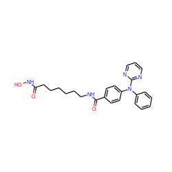 O=C(CCCCCCNC(=O)c1ccc(N(c2ccccc2)c2ncccn2)cc1)NO ZINC000118359117