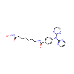 O=C(CCCCCCNC(=O)c1ccc(N(c2ncccn2)c2ncccn2)cc1)NO ZINC000118364991